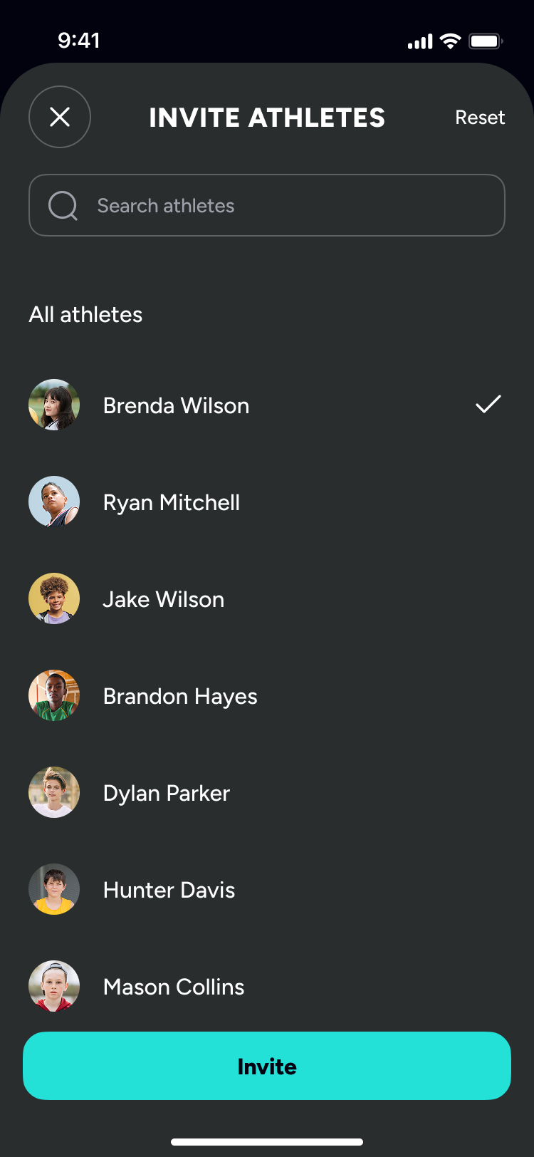 Invite Athletes
